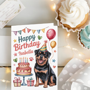 Personalisierter süßer Rottweiler-Geburtstag Karte