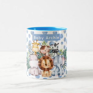 Personalisierter süßer Safari-Tier Baby-Jungen-Nam Zweifarbige Tasse