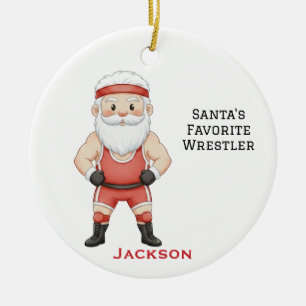 Personalisierter süßer Santas Lieblingsringer Keramik Ornament