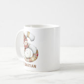 Personalisierter süßer Schneemann Monogramm S Weih Kaffeetasse (Vorderseite Links)
