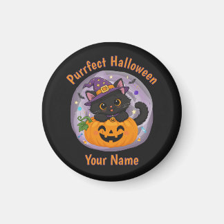 Personalisierter süßer schwarzer Halloween-Katz-Ma Magnet