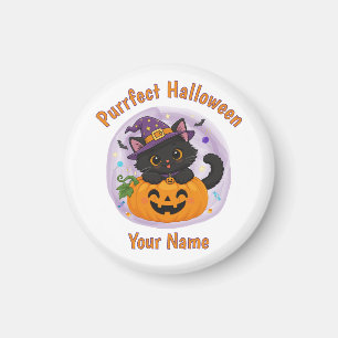Personalisierter süßer schwarzer Halloween-Katz-Ma Magnet