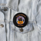 Personalisierter süßer schwarzer Halloween-Katzen- Button (Beispiel)