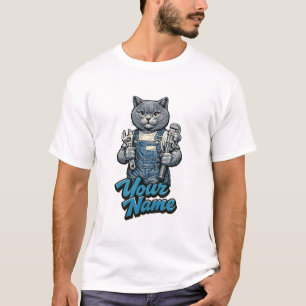 Personalisierter süßer Scottish Fold Katzenklempne T-Shirt