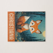 Personalisierter süßer skurriler sitzender Fuchs Puzzle (Horizontal)