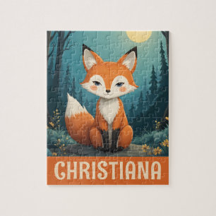 Personalisierter süßer skurriler sitzender Fuchs Puzzle