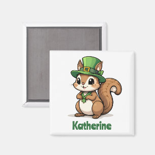 Personalisierter süßer St. Patrick's Day Eichhörnc Magnet