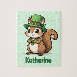 Personalisierter süßer St. Patrick's Day Eichhörnc Puzzle