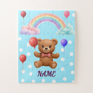 Personalisierter süßer Teddybär-Ballon-Jigsaw-Puzz Puzzle