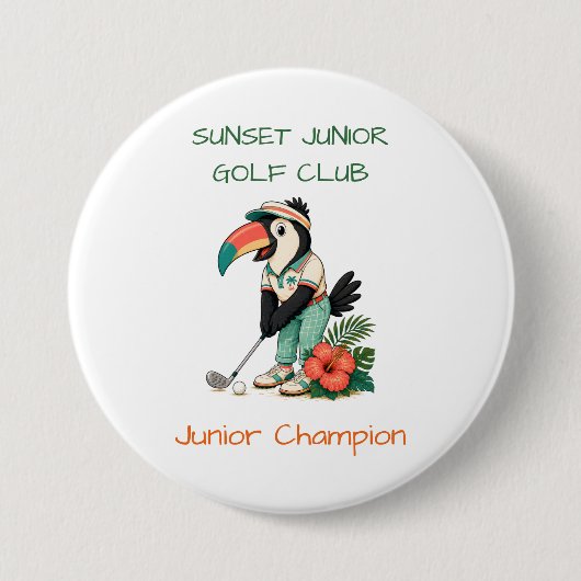 Personalisierter süßer Tukan Junior Golfschläger Button (Vorderseite)