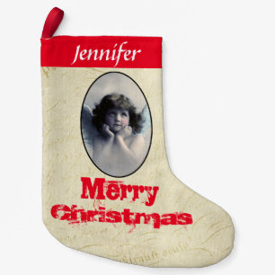 Personalisierter süßer Vintage-Engel Weihnachten Kleiner Weihnachtsstrumpf