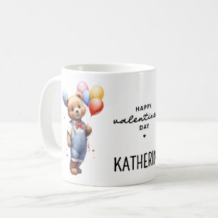 Personalisierter süßer Wasserfarbenbär zum Valenti Kaffeetasse