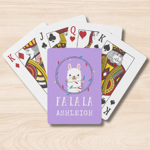 Personalisierter süßer Weihnachts-Llama-Name Spielkarten