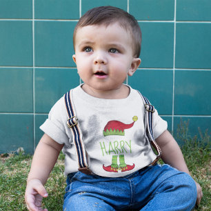 Personalisierter süßer Weihnachtself Baby T-shirt