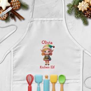 Personalisierter süßer Weihnachtself Kinderschürze