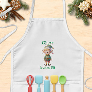 Personalisierter süßer Weihnachtself Kinderschürze