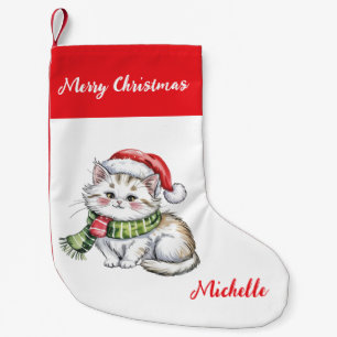 Personalisierter süßer Weihnachtskatzen-Feiertag Kleiner Weihnachtsstrumpf