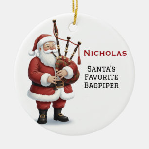 Personalisierter süßer Weihnachtsmann spielt Sackp Keramik Ornament