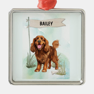Personalisierter Sussex Spaniel Wasserfarben-Hund Ornament Aus Metall