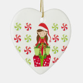 Personalisierter Süßigkeits-Weihnachtself Keramikornament (Rechts)