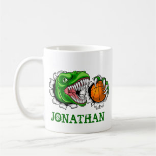 Personalisierter T-Rex-Basketball-Dinosaurier Kaffeetasse