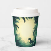 Personalisierter T-Rex Dinosaur Silhouette Papierb Pappbecher (Rückseite)