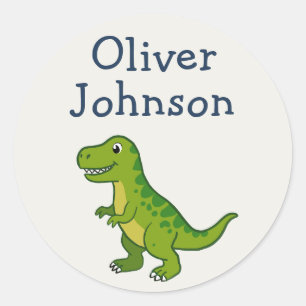 Personalisierter T-Rex Süßer Dinosaurier Name Kind Runder Aufkleber