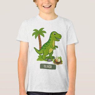 Personalisierter T-Rex Süßer Dinosaurier  Tri-Blend Shirt