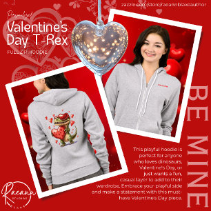 Personalisierter T-Rex-Vollzip-Hoodie zum Valentin Hoodie
