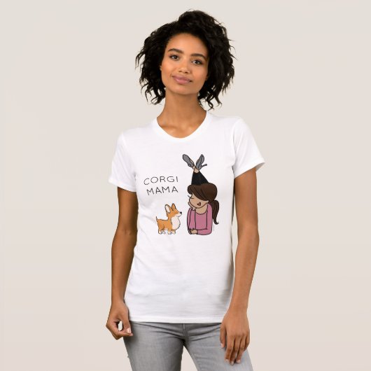 Personalisierter T - Shirt Corgi Mama (Vorne ganz)