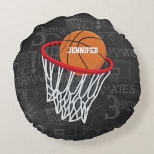 Personalisierter Tafel-Basketball und Band Rundes Kissen