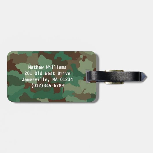 Personalisierter Tag der grünen Camouflage Gepäckanhänger (Rückseite horizontal)