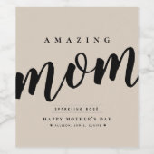 Personalisierter Tag der Neuen Mutter Weinetikett (Einzelnes Label)