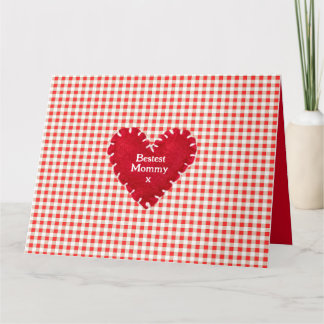 Personalisierter Tag der Rotfüsse Gingham Mutter Karte