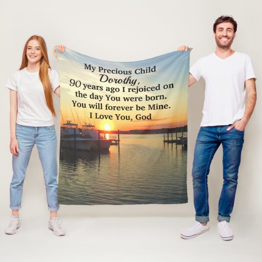 Personalisierter TAG DES 90. GEBURTSTAGS Fleecedecke (Beispiel)