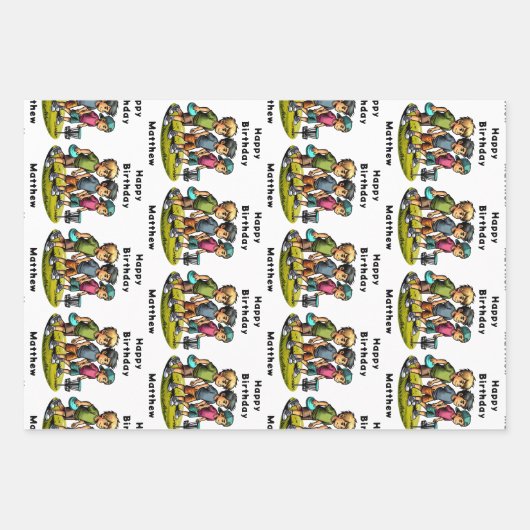 Personalisierter Tag des Golfspiels Geschenkpapier Set (Vorderseite)