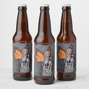 Personalisierter Tag des Toten Halloween-Skeletts Bierflaschenetikett