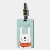 Personalisierter Tag des Winterhasen | Mint Gepäckanhänger (Vorderseite vertikal)