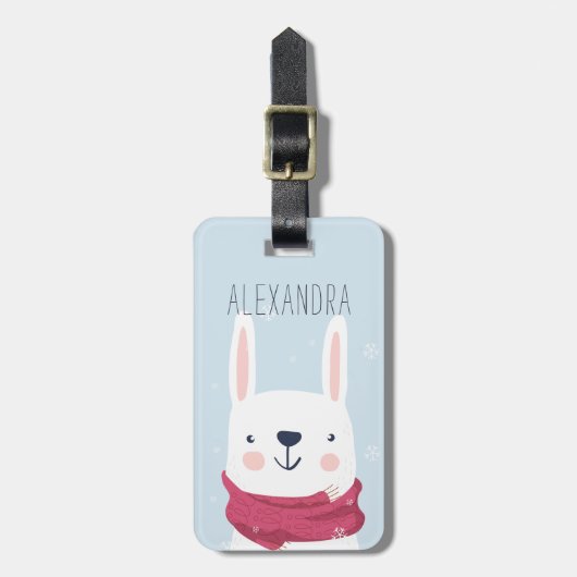 Personalisierter Tag des Winterhasen | Sky Gepäckanhänger (Vorderseite vertikal)