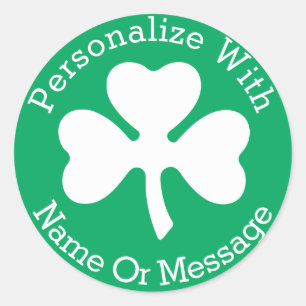 PERSONALISIERTER Tag Kleeblatt-St. Patricks Runder Aufkleber