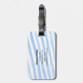 Personalisierter Tag mit blauem Streifen Gepäckanhänger (Rückseite vertikal)