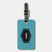 Personalisierter Tag mit blauem Streifen Gepäckanhänger (Vorderseite vertikal)