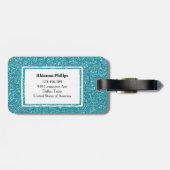 Personalisierter Tag mit blauem Streifen Gepäckanhänger (Rückseite horizontal)