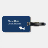 Personalisierter Tag mit blauer Dackel Gepäckanhänger (Rückseite horizontal)