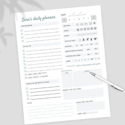 Personalisierter Tagesplaner Mental & Physical Notizblock