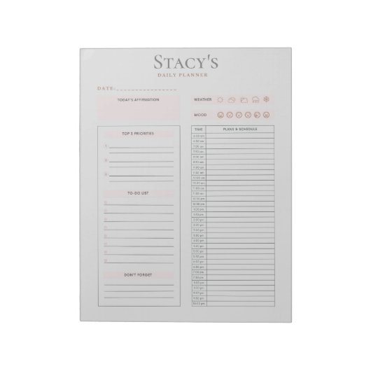 Personalisierter Tagesplaner Notizblock (Rotiert)