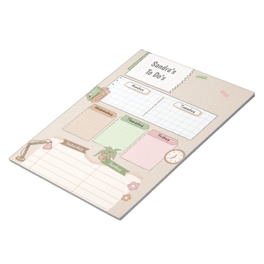 Personalisierter Tagesplaner Notizblock (angewinkelt)