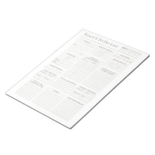 Personalisierter Tagesplaner Notizblock (angewinkelt)