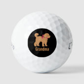 Personalisierter Tan Doodle Dog auf schwarz Golfball (Vorderseite)