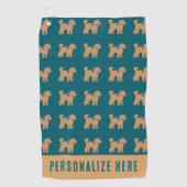 Personalisierter Tan Doodle Hund auf dunkelblau gr Golfhandtuch (Vorderseite)
